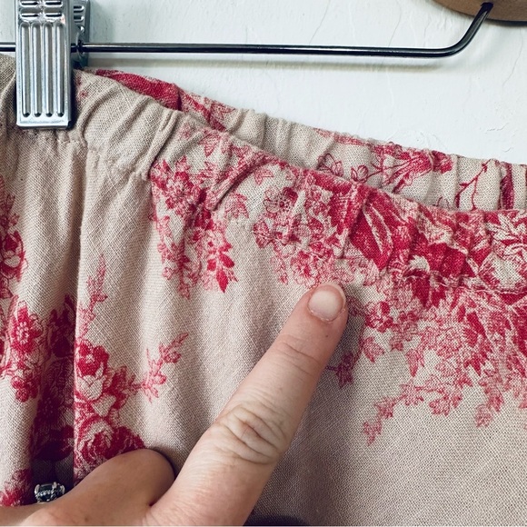 Soft Surroundings Vintage Antique Cottage Pattern Ruffle Hem Linen Blend Skirt - Picture 7 of 13